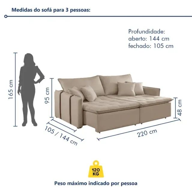 Sofá Retrátil e Reclinável Linho Promoção - Foto 2