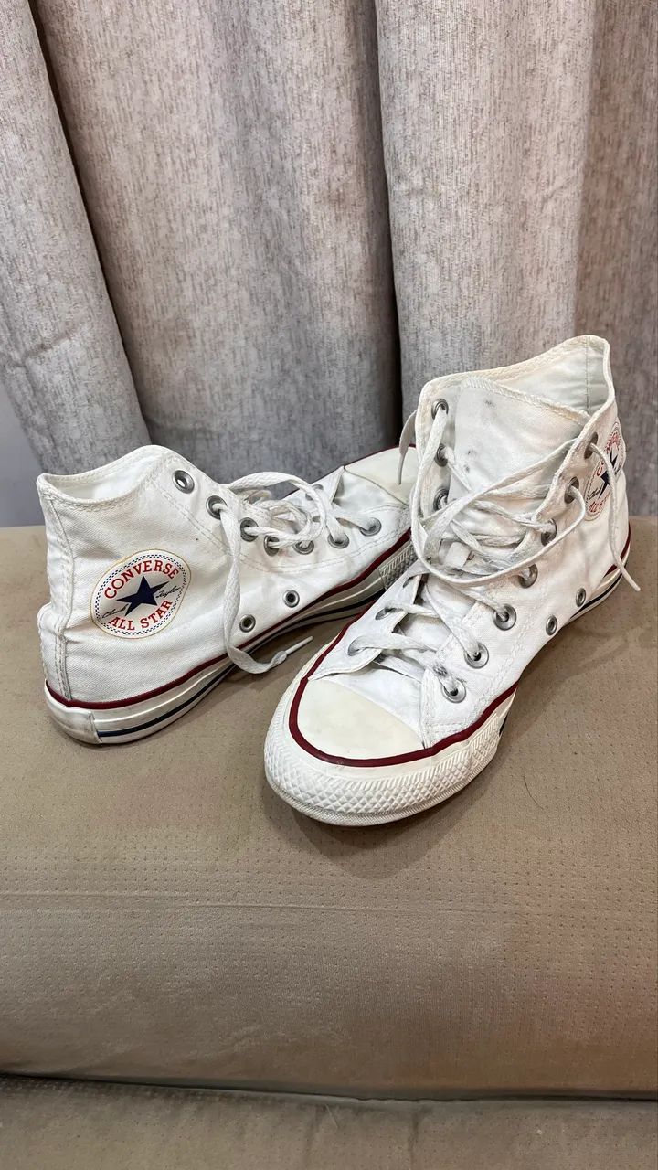 All star branco cano alto