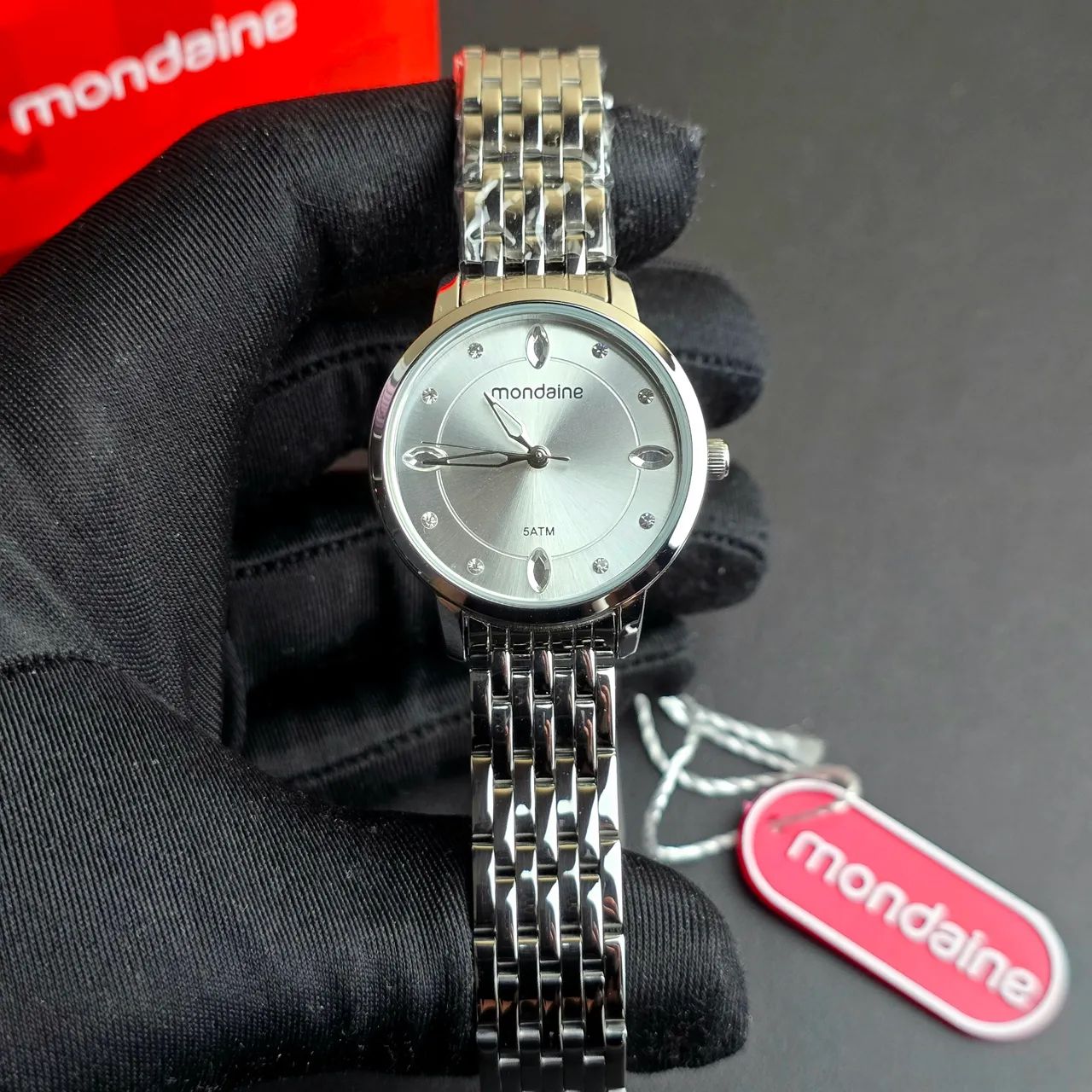 Relógio Mondaine Cristais 32mm prata 