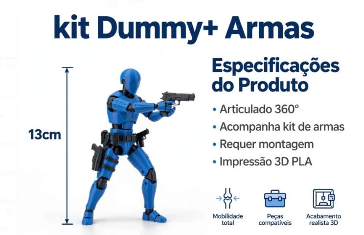 Kit Dummy 13 Articulado 13cm + Kit Armas - Boneco P/ Montar - Foto 3