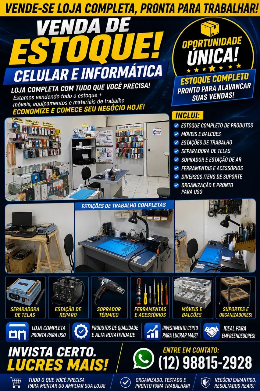 Oportunidade!  Loja de celular e informática completa