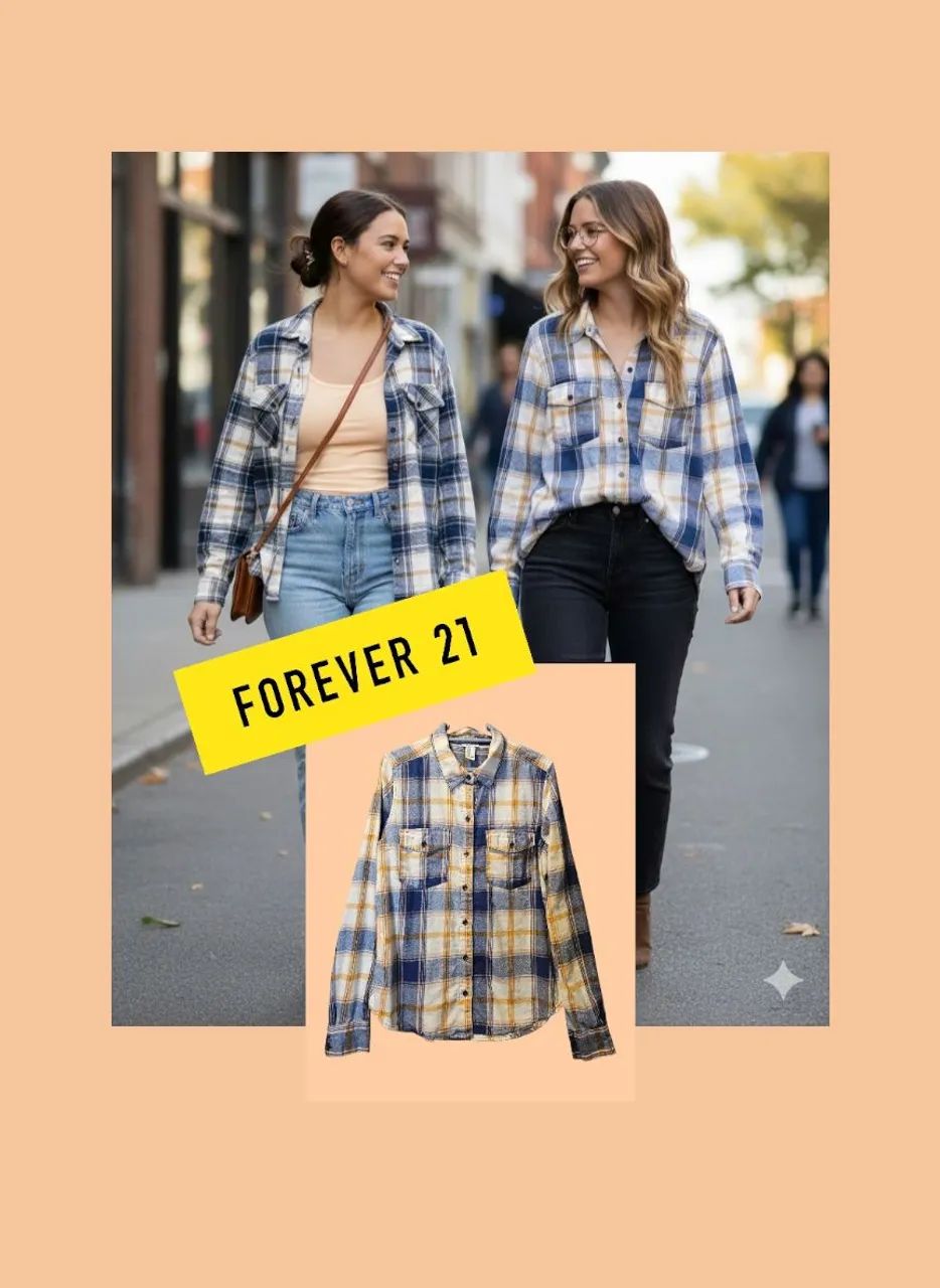 CAMISA XADREZ FLANELADA MANGA COMPRIDA - FOREVER 21<br>