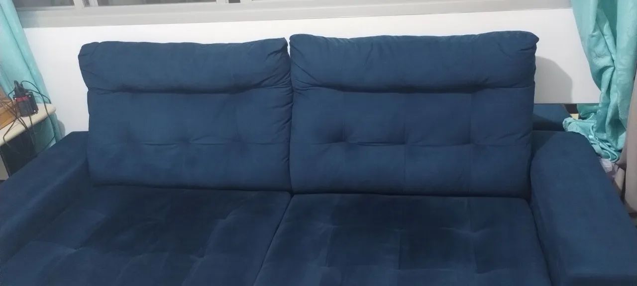 Sofá retrátil e reclinável azul  - Foto 5