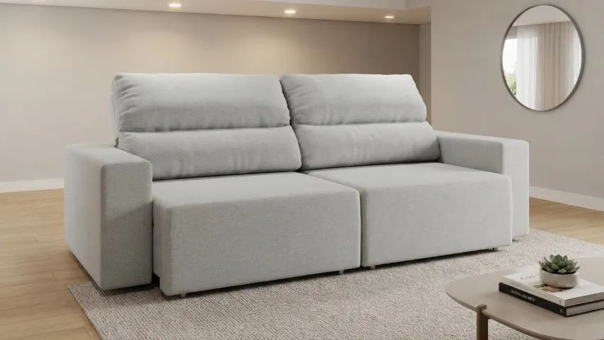 Sofá Retrátil e Reclinável 2 Lugares em Linho - Ótimo Estado! - Foto 2