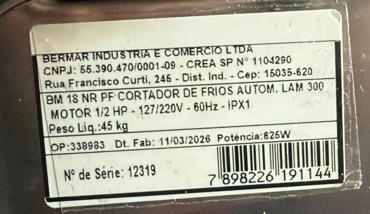 FATIADOR AUTOMÁTICO BERMAR LÂMINA 30cm