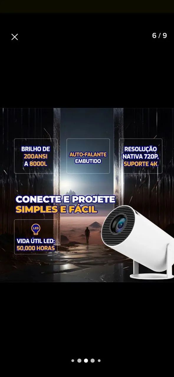 Projetor portátil 4k Android smart Wi-Fi full HD  cor branco 127/220V - Foto 4