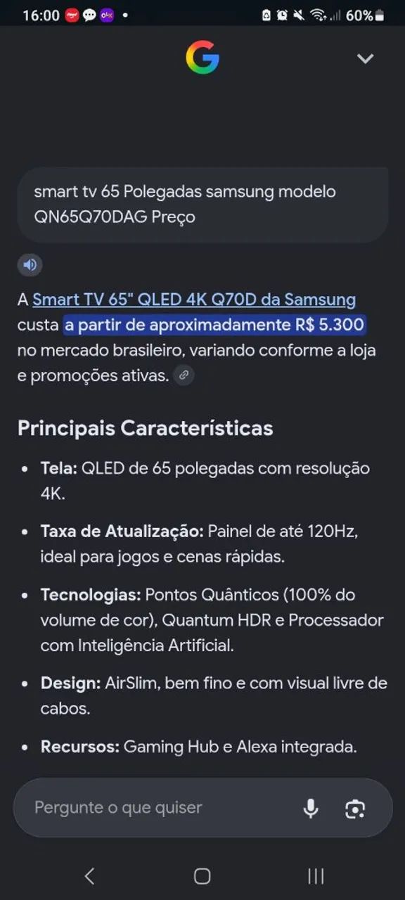Smart Tv Samsung (QN65Q70D) QLED, "65" Polegadas, 4k Ultra Hd , [120HZ NATIVO] NOTAFISCAL - Foto 3