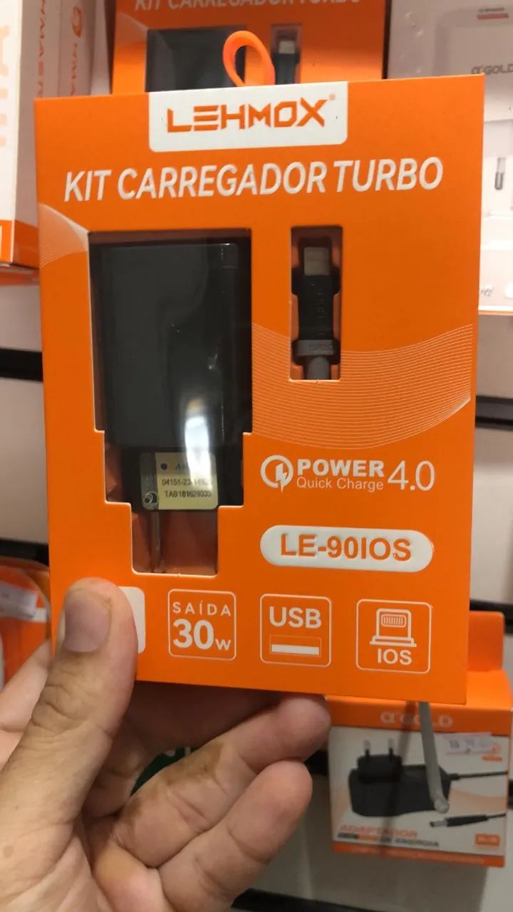 Kit Carregador Turbo Power 4.0 com cabo para iphone - LE90IOS