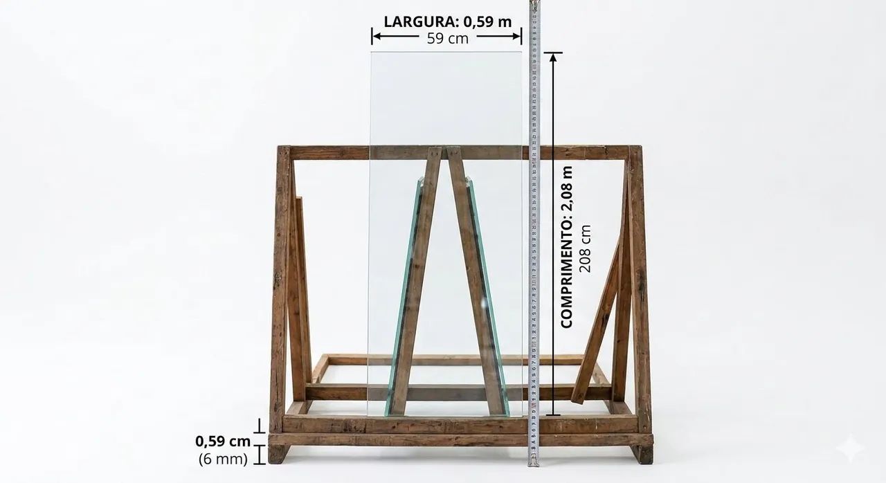 Transparent Glass Sheet (2.08 m x 59 cm) – Excellent Condition!