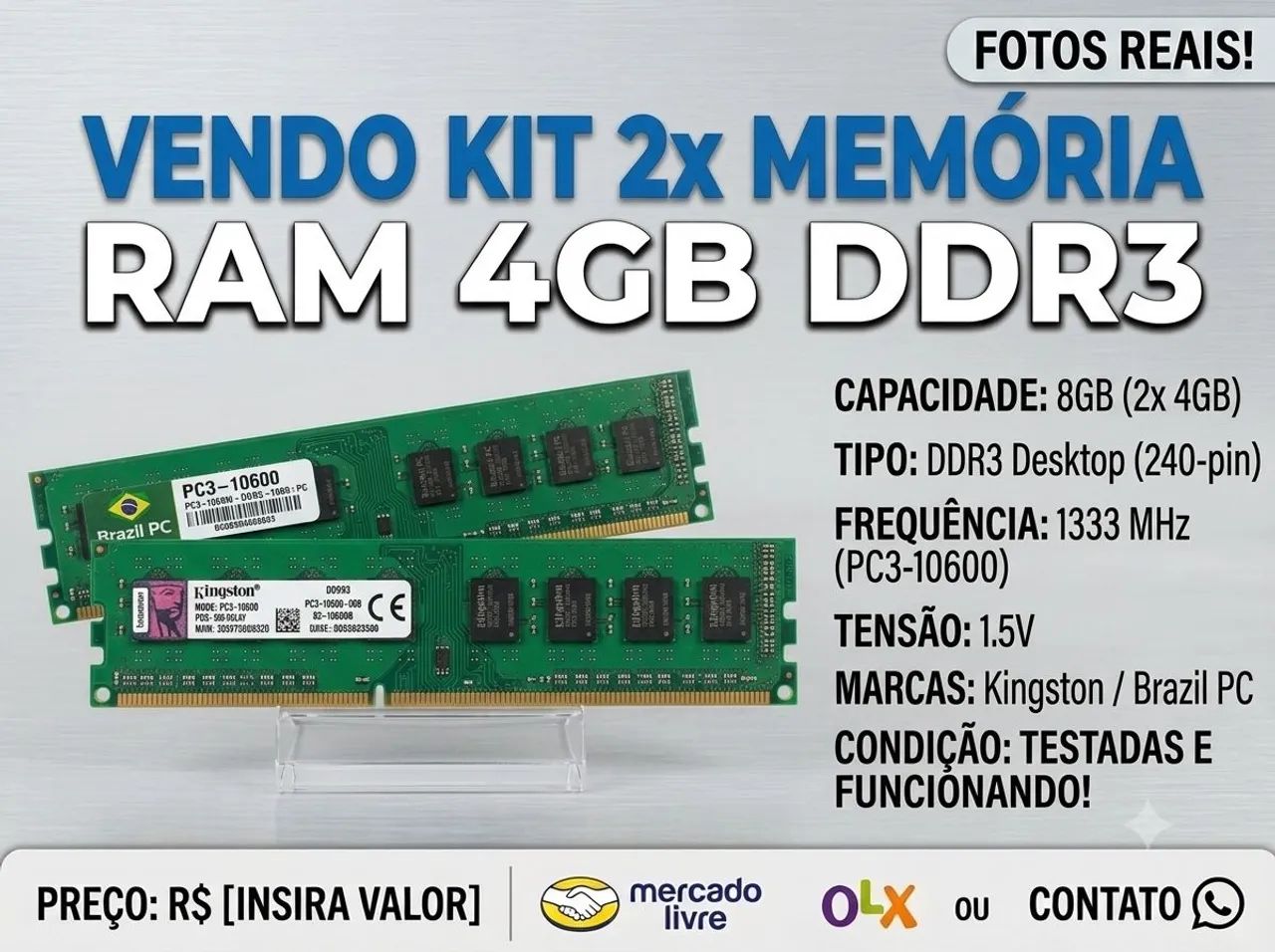Memórias RAM DDR3 4G