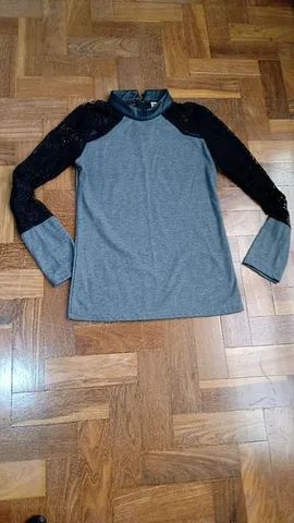 Blusa em malha canelada com renda - Foto 4