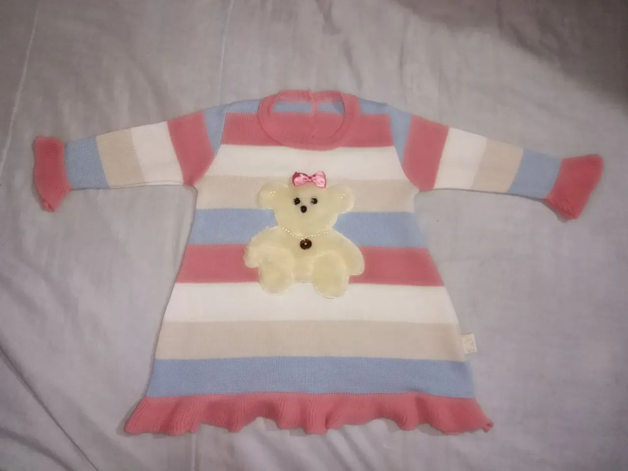 Vestido de bebê menina com ursinho