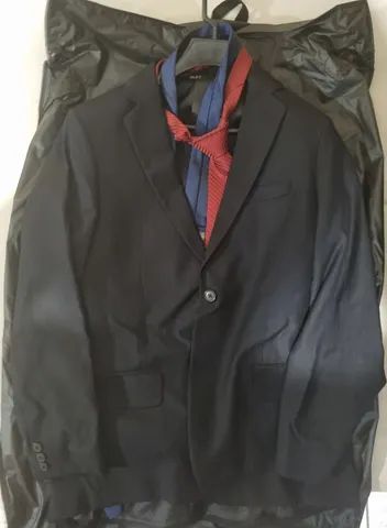 Terno preto slim com risca de giz apa collezioni uomo com capa protetora