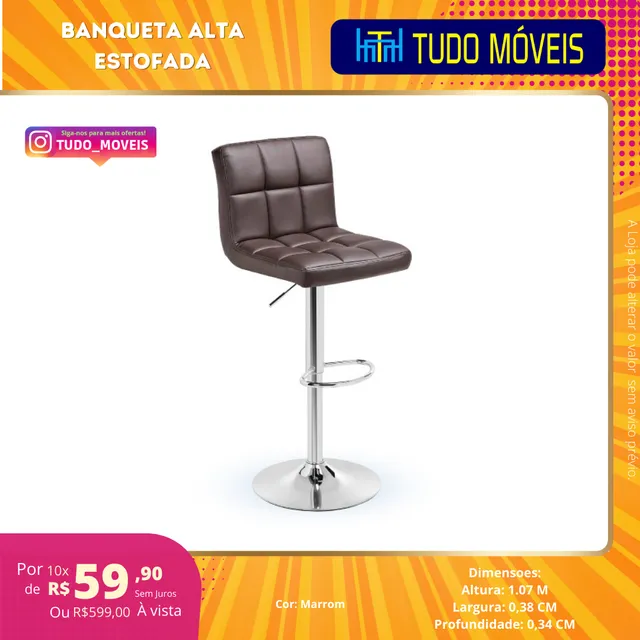BANQUETA ALTA ESTOFADA - GIRATÓRIA