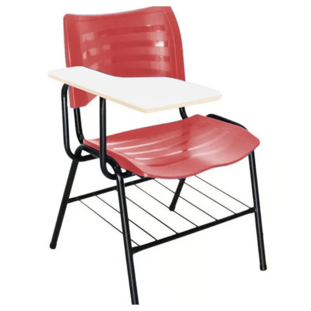 Cadeira Universitária Plástica Vermelha Prancheta MDF Modelo Resistente 34011