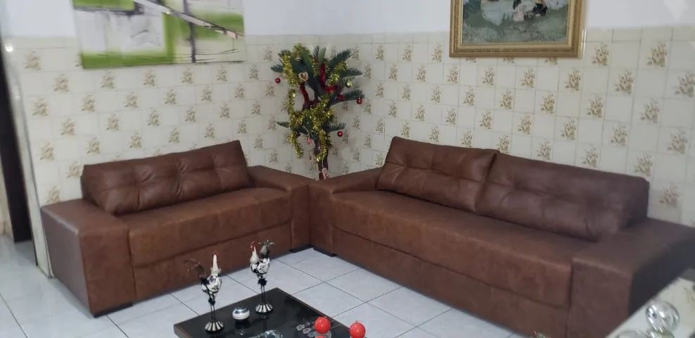 conjunto de estofado em couro legítimo de 02 e 03 lugares em perfeito estado! - Foto 5