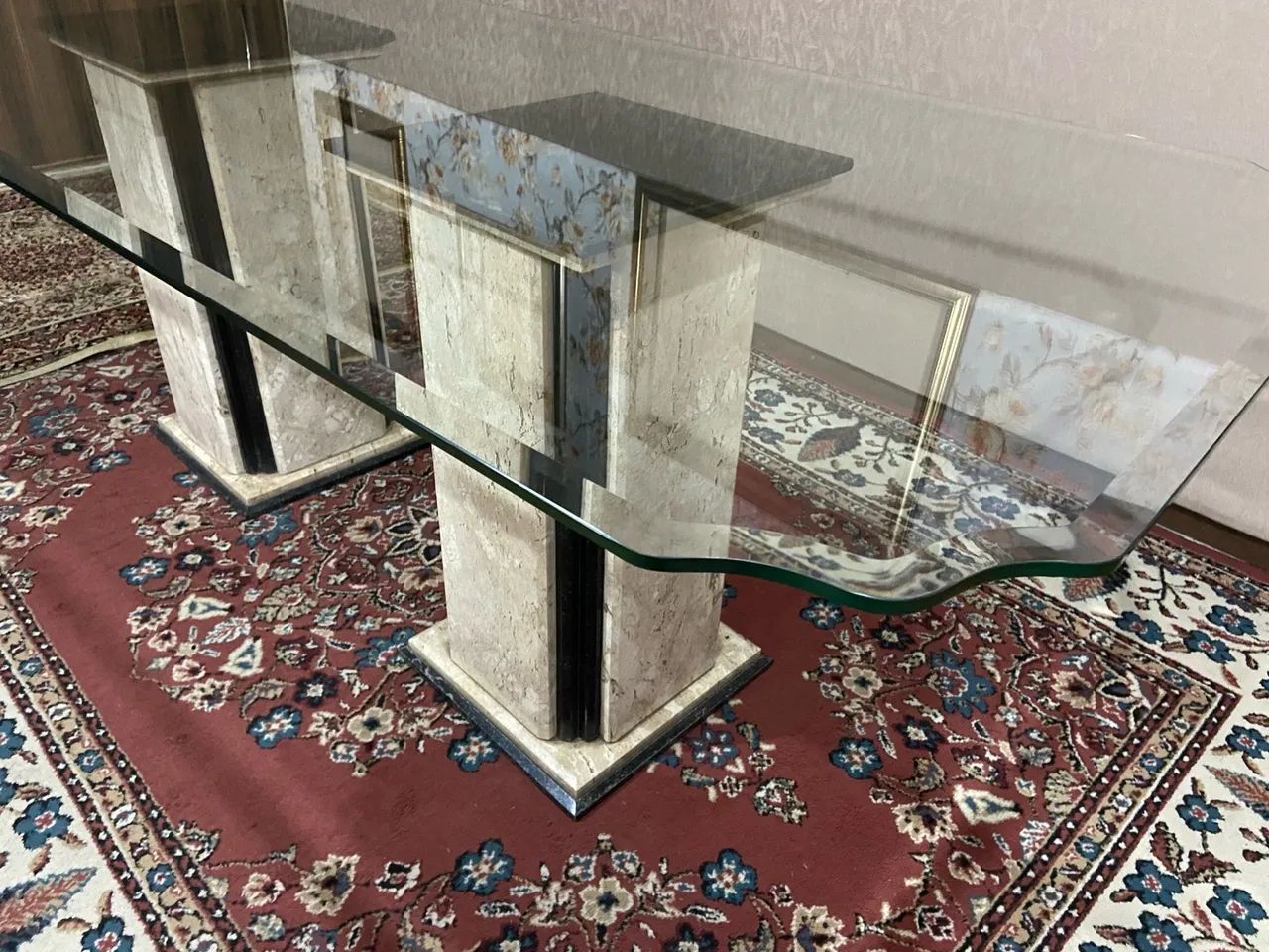 Mesa de Jantar de Vidro com Base em Mármore 2,20x1,00 - Foto 5