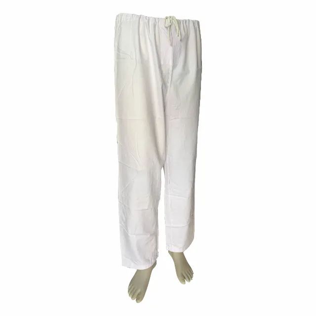 CALÇA HOSPITALAR CRETONE BRANCO SEM ELÁSTICO E SEM BOLSOS