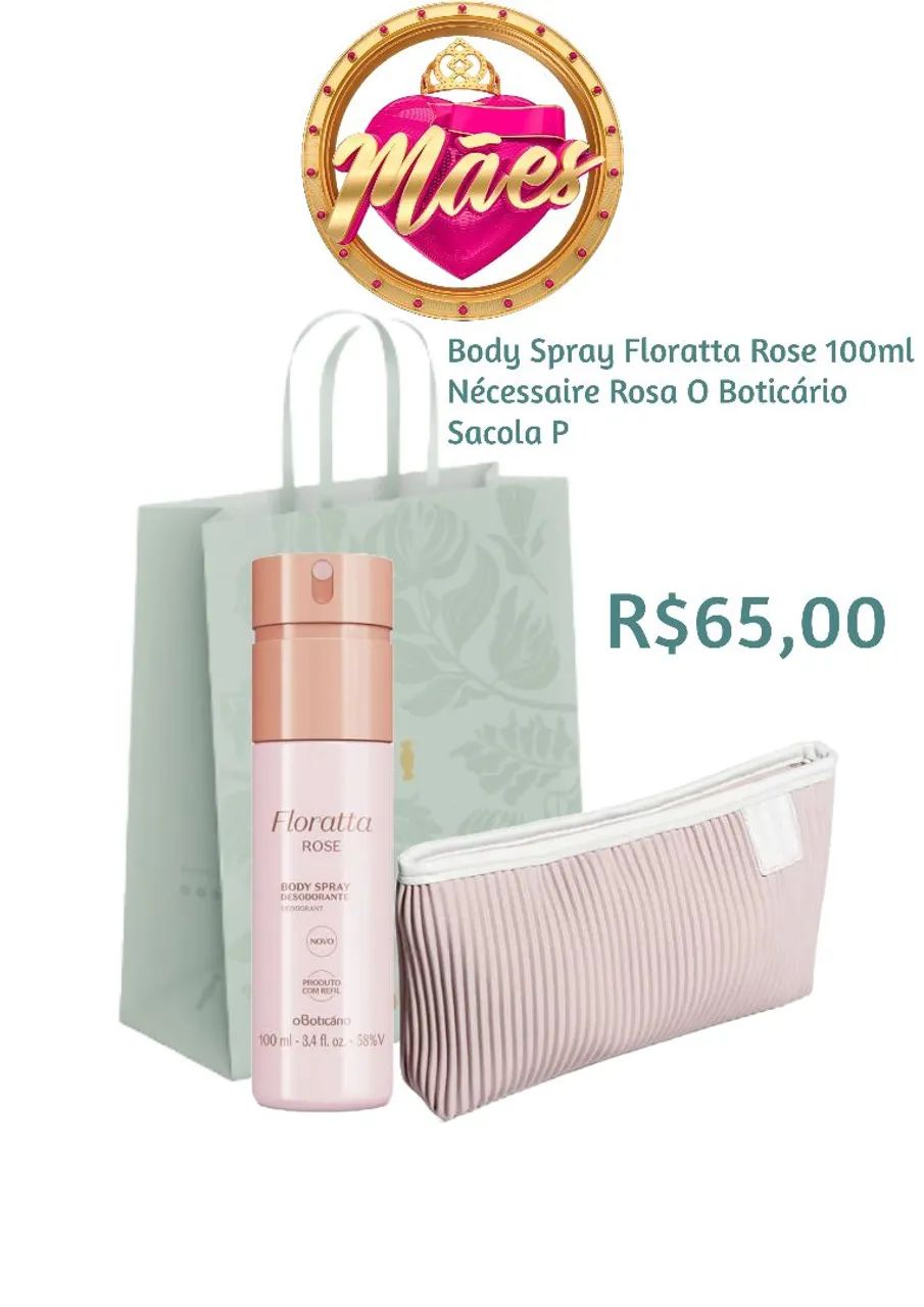 Body Spray Floratta Rose+Nécessaire Rosa O Boticário