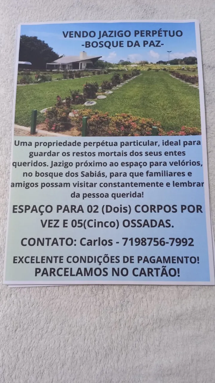 JAZIGO PERPÉTUO - BOSQUE DA PAZ