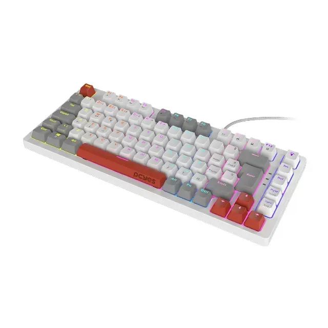 Teclado Mecânico 75% Pcyes Kirin White Ghost Rainbow Switch Blue - WZetta - Foto 2