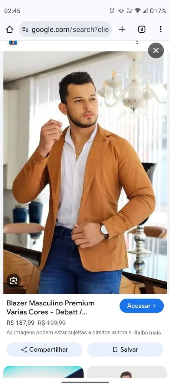 Blazer Slim Masculino Peça Única - Foto 2