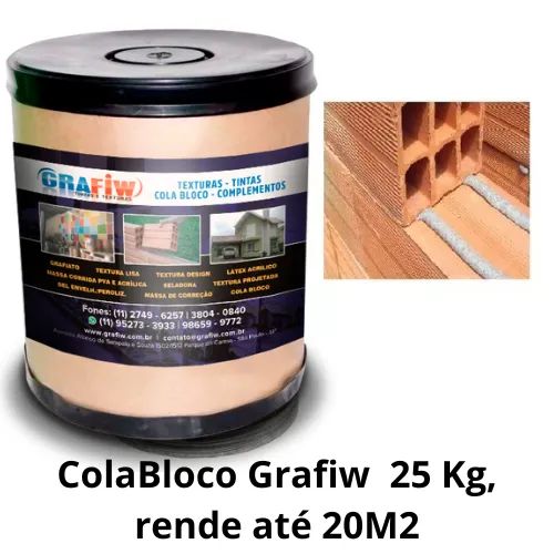 Cola Bloco Grafiw, 25Kg  Massa Pronta Pra Assentar Tijolos