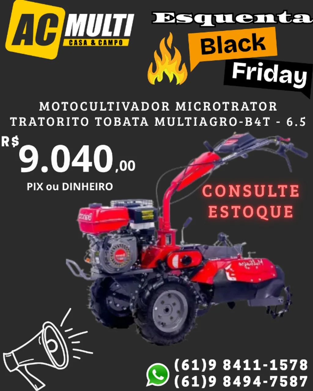 Motocultivador Microtrator Tratorito Tobata  MULTIAGRO-B4T - 6.5