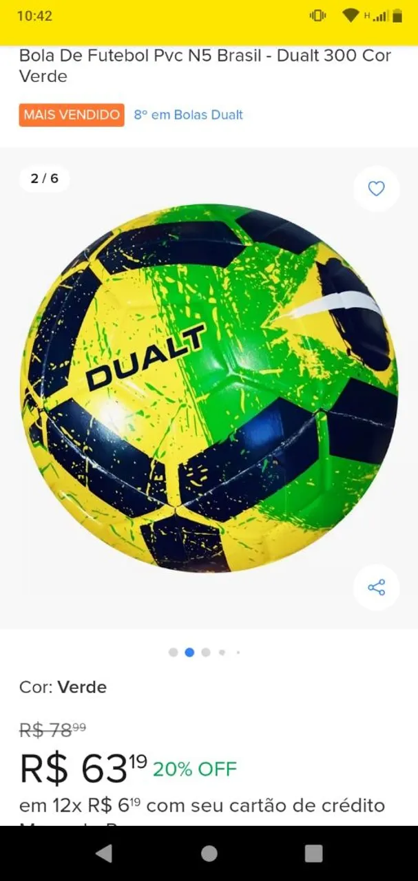 Bola de Futebol Pvc N5 Brasil - Dualt 300 Cor Verde
