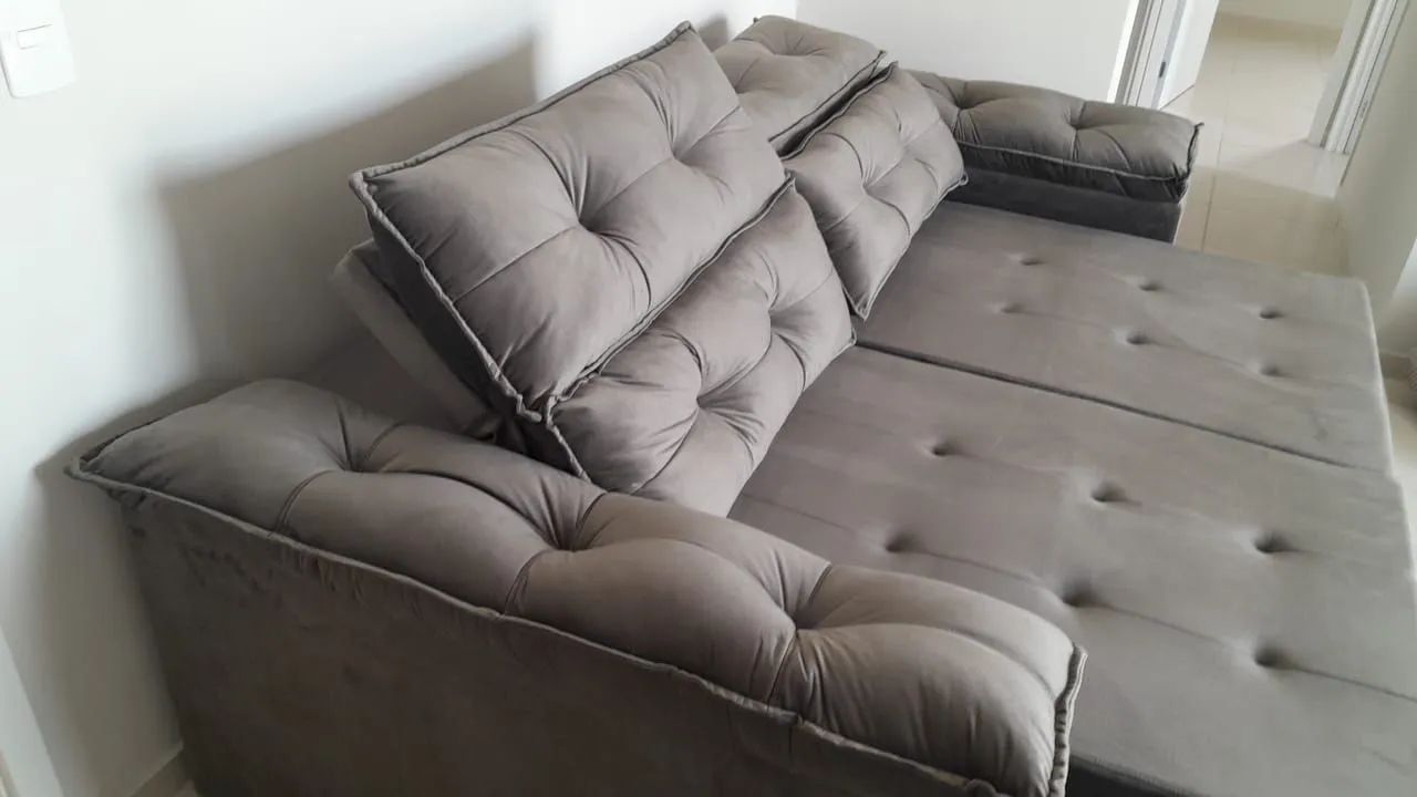 Sofa retrátil encosto reclinavel medida de 2.00 metros apenas 999.00 a pronta entrega 