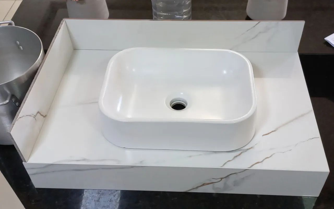 Bancada de porcelanato para pia de banheiro - Foto 3