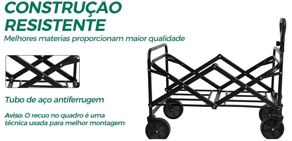 Carrinho de Transporte Dobrável 50kg Portátil Novo - Foto 2