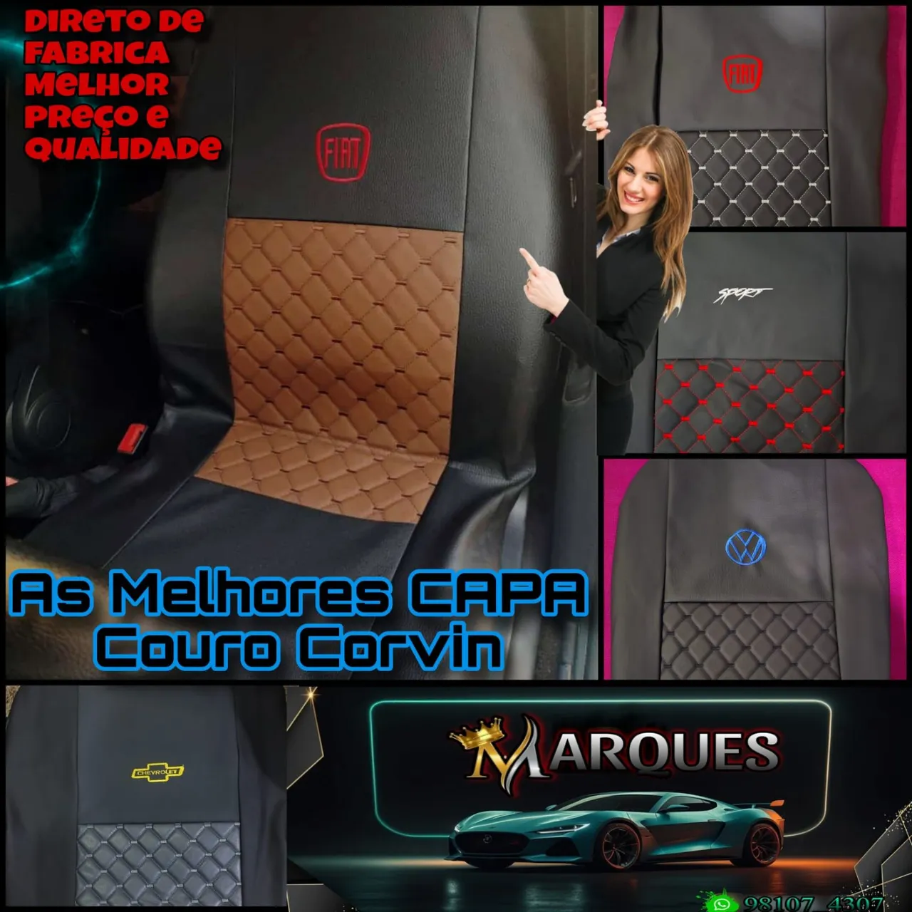 Capa de Banco em Couro Corvin - Novo -