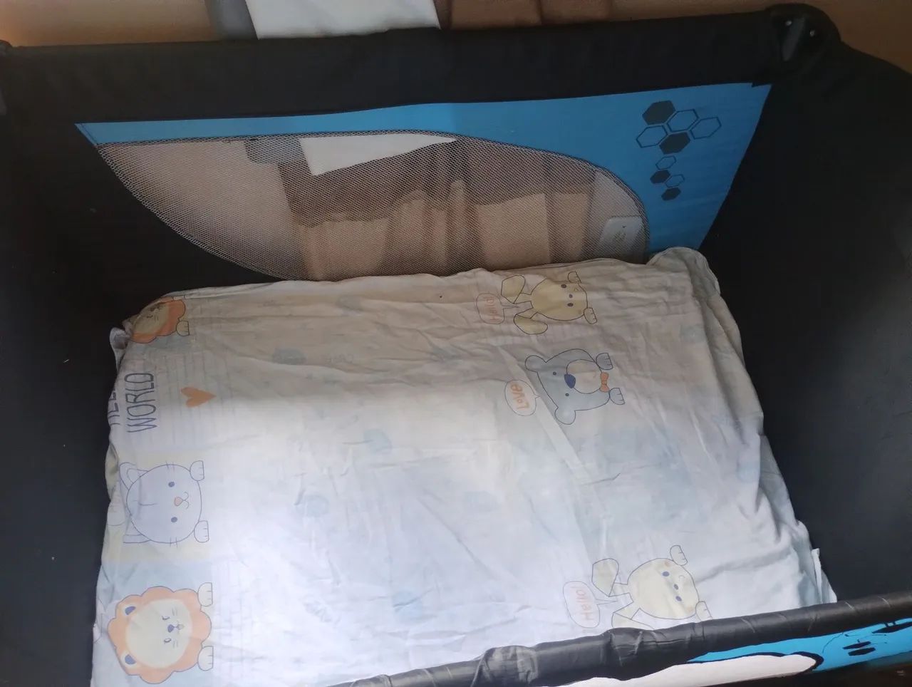 Berço portátil para bebê - Azul e Preto - Foto 4