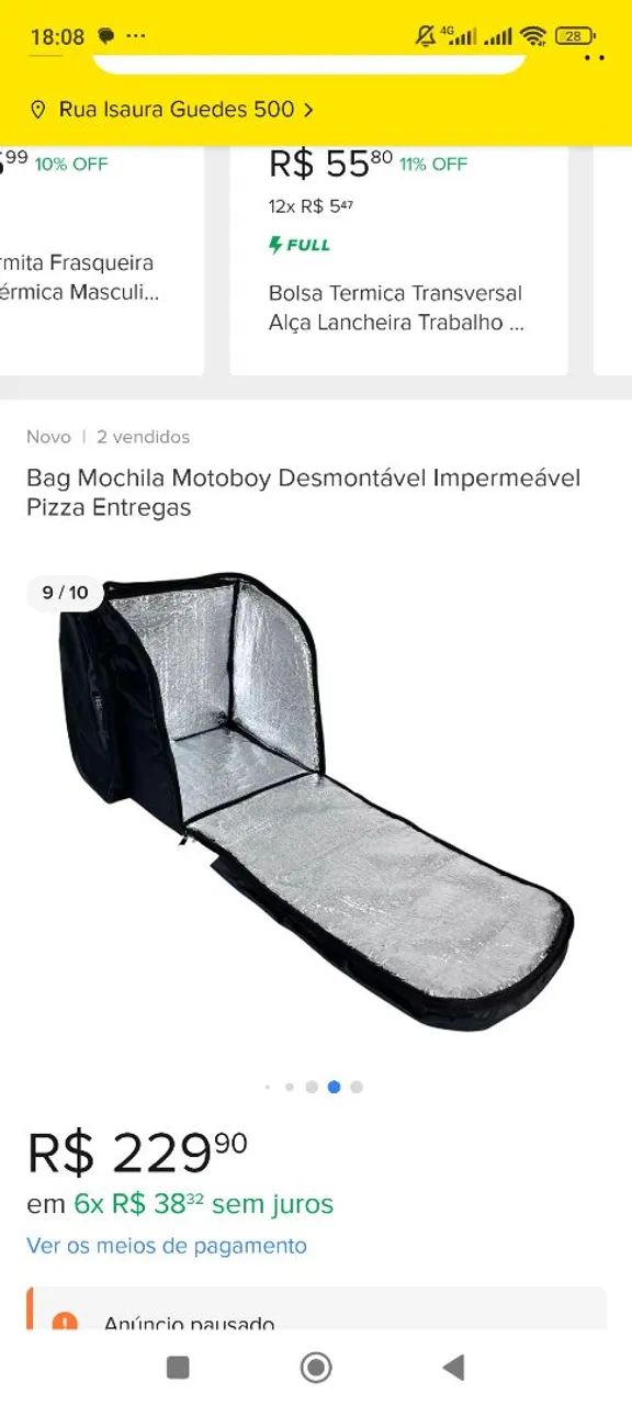 Mochila Motoboy para Entrega de Pizza - Desmontável e Impermeável