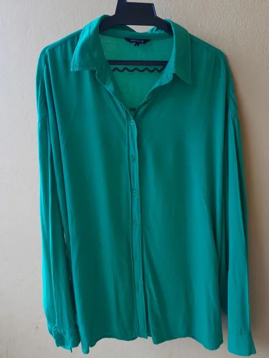 Camisa social feminina verde - Foto 2