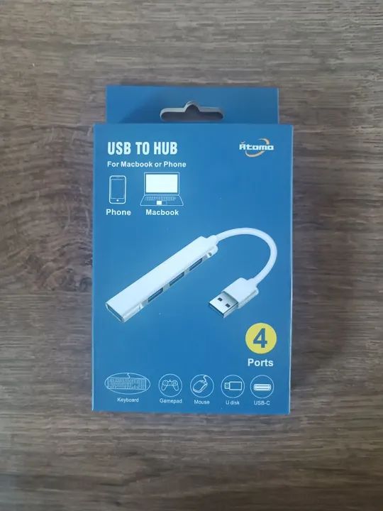 Hub USB 4 Portas para Macbook, Notebook e Celular
