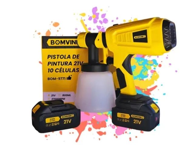 Pistola De Pintura Elétrica Sem Fio Pulverizadora A Bateria