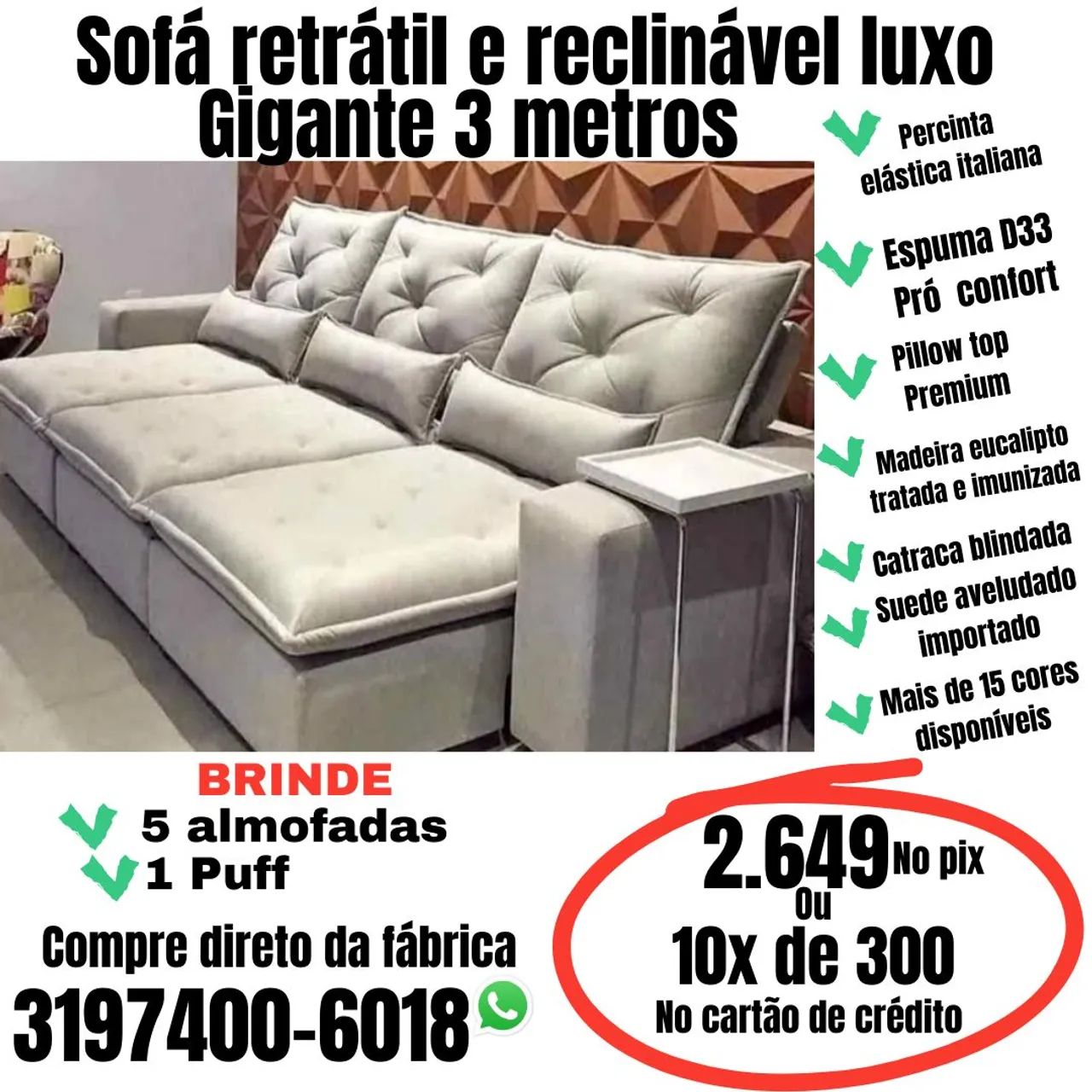 Sofá retrátil e reclinável gigante  - Foto 2