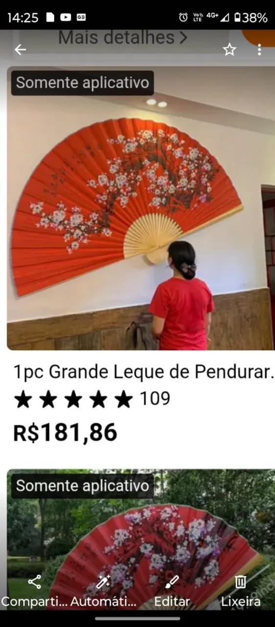 Leque Grande de Pendurar - Decoração Oriental