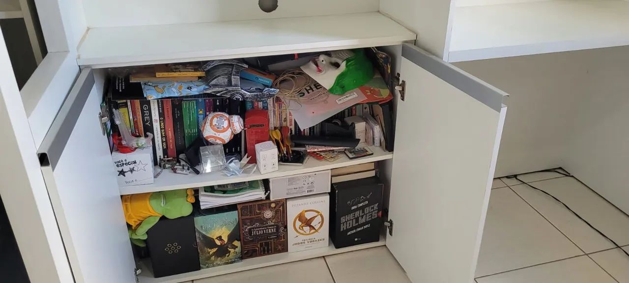 Cama Suspensa com estante e gaveta Mdf - Foto 5