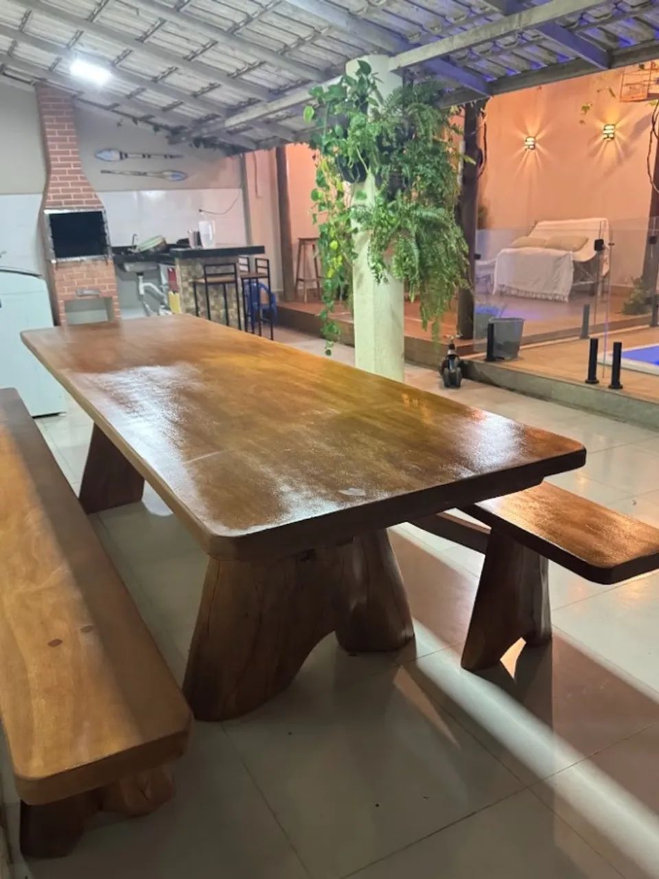 Mesa Rustica 3mts com dois bancos entrega rápida - Foto 2