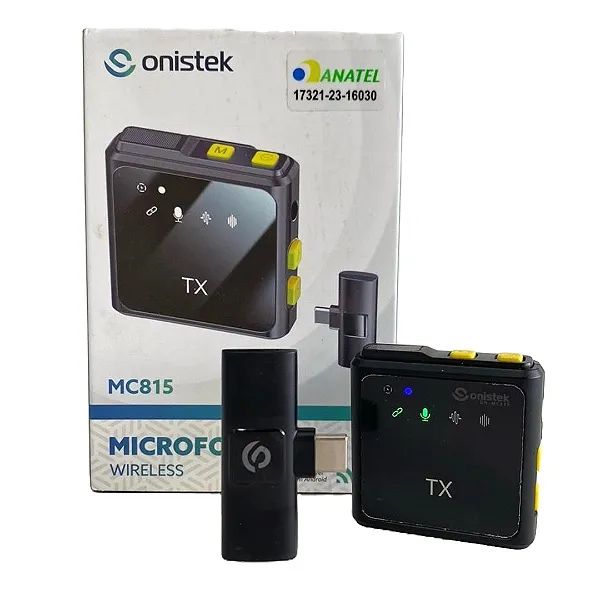 Microfone Lapela Sem Fio Para Android Tipo C Profissional - Onistek 