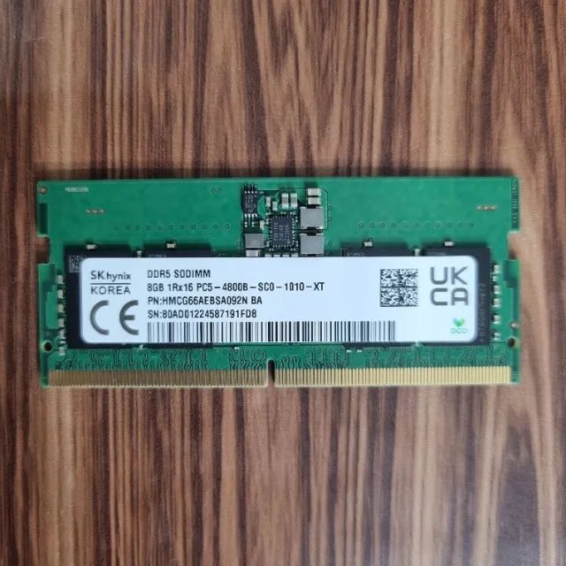 Memória RAM SK-Hynix 8GB DDR5 4800MHz PC5-4800B-SC0 1Rx16 1.1V SO-DIMM 262-Pin Gaming