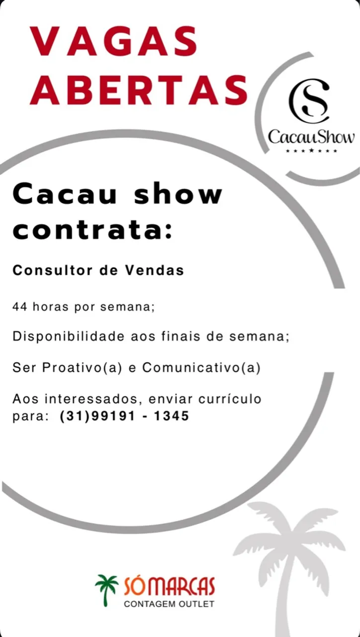 Contrata-se consultora para Cacau Show