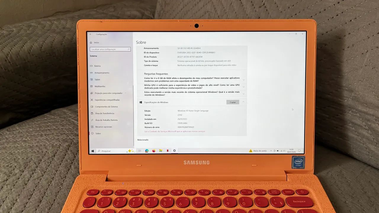 Notebook Samsung Flash F30 Rosa Intel Celeron 4gb Ssd 64gb  - Foto 3