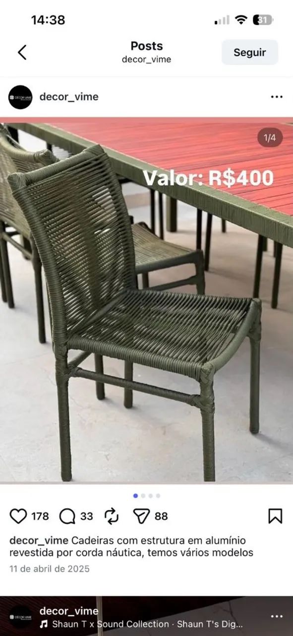 Cadeira em corda náutica 