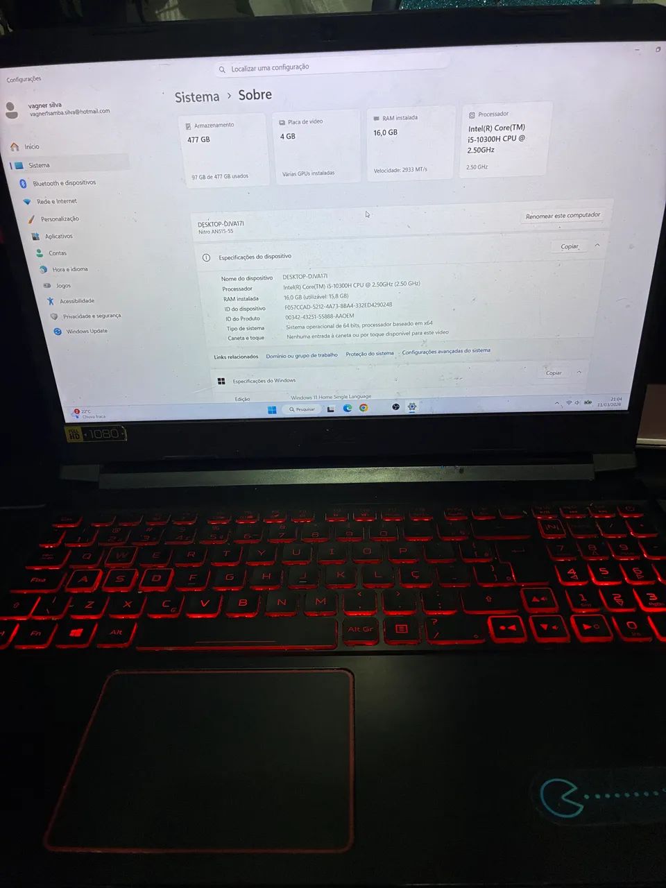 Notebook GAMER NITRO