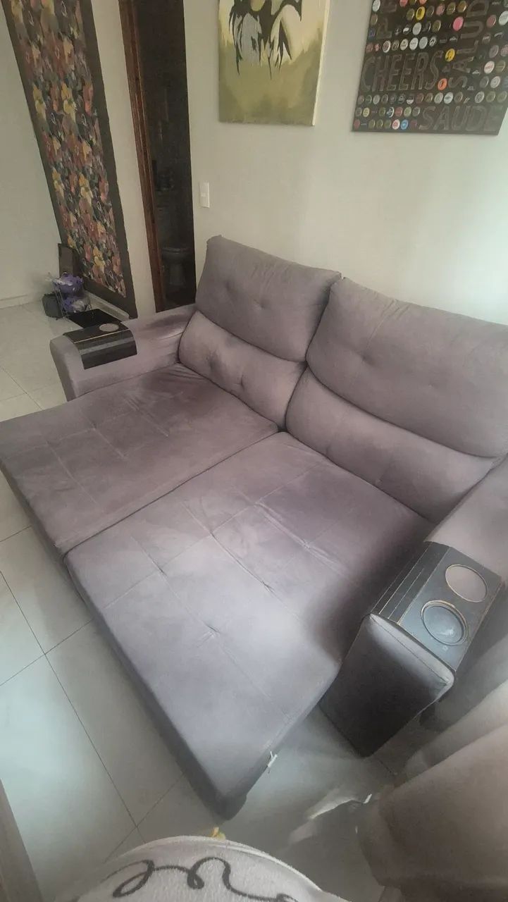 Sofá retrátil cinza à venda  - Foto 3