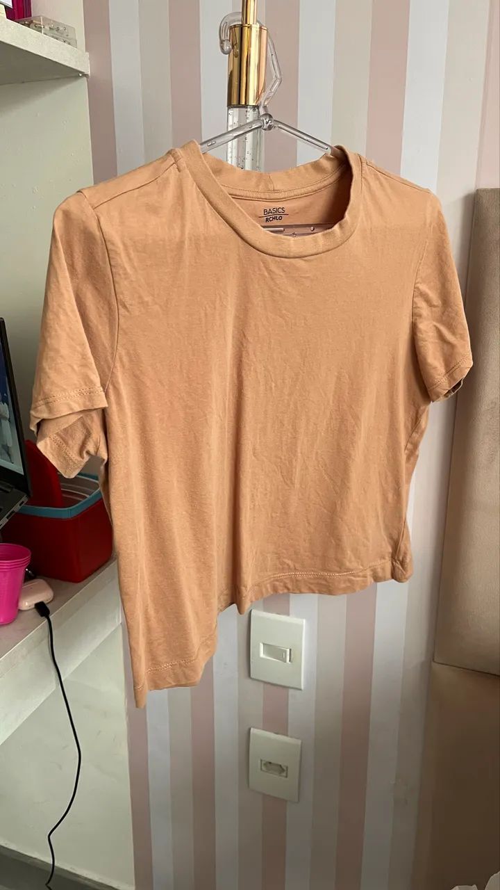 Blusa Básica Marrom Claro - M - Foto 3